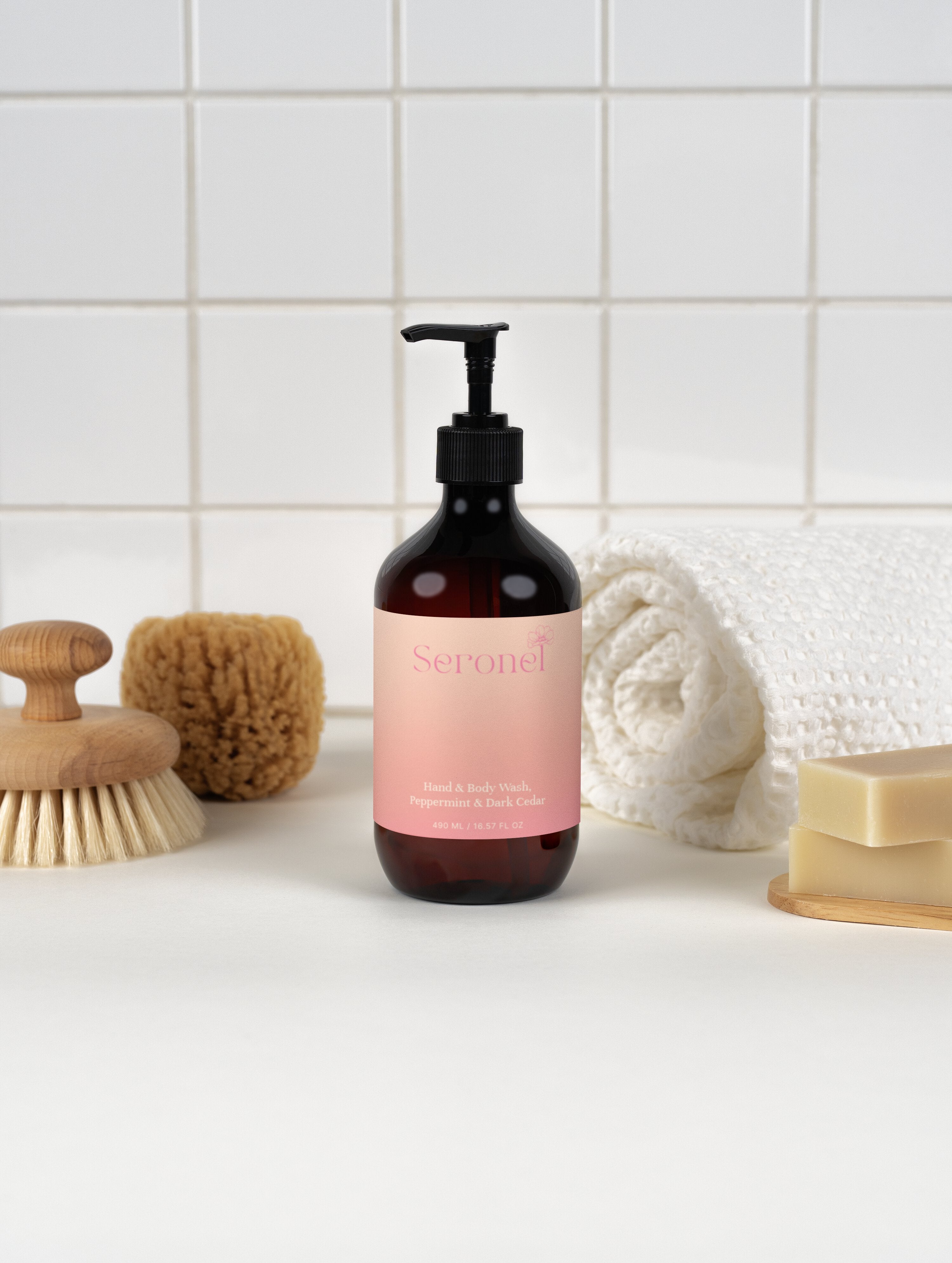 Hand & Body Wash, Peppermint & Dark Cedar